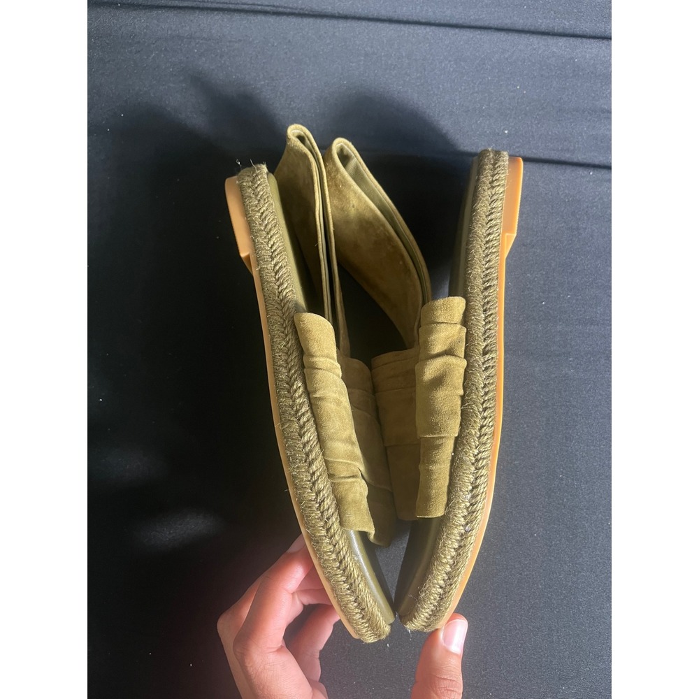 Tory Burch Olive Suede Ruched Slingback Sandals - Picture 3 of 5